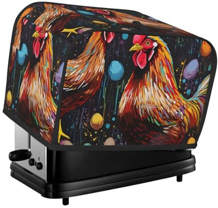 Copertura per tostapane a due fette con stampa di pollo per piccoli elettrodomestici da cucina con protezione per impronte digitali