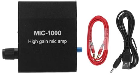 Kit amplificatore microfonico, amplificatore audio ad alto guadagno 1000x con controllo ALC, interfaccia da 3,5 mm, amplificazione microfonica portatile per cuffie e registrazione