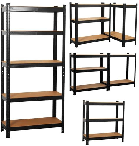 Nassboards Garage Shelving Units - Shelves and Shelving Unit for Garage Storage, Heavy-Duty Storage Unit and Storage Shelves- Metal, Boltless, 90 x 40 x 180cm, 875 kg Capacity, 175 kg Per Shelf