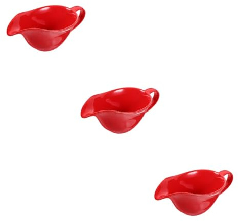 3 Piezas Salsera De Cerámica Recipiente De Leche De Cerámica Bote Para Servir Salsa Hervidor De Salsa De Leche Dispensador De e Cafe Jarra De Para Almíbar Rojo MAGICLULU