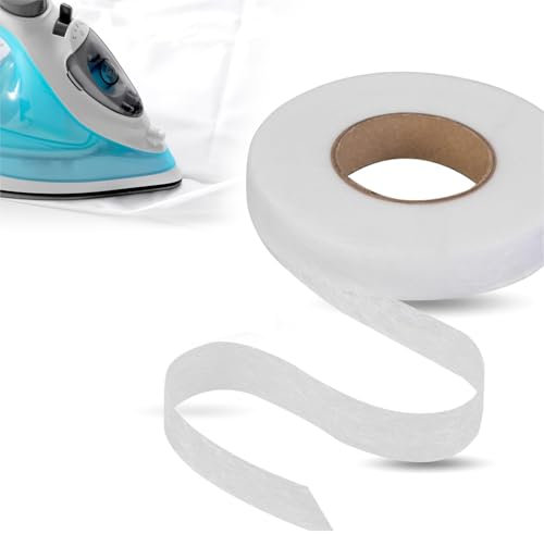 Miayical Saumband zum Aufbügeln, Hochwertiges Saumfließ, 64 Meter x 12 mm, Waschfest und Selbstklebend, Bügelvlies für Vorhänge Gardinen und Textilien, Bügelband für Hosen, Nahtband
