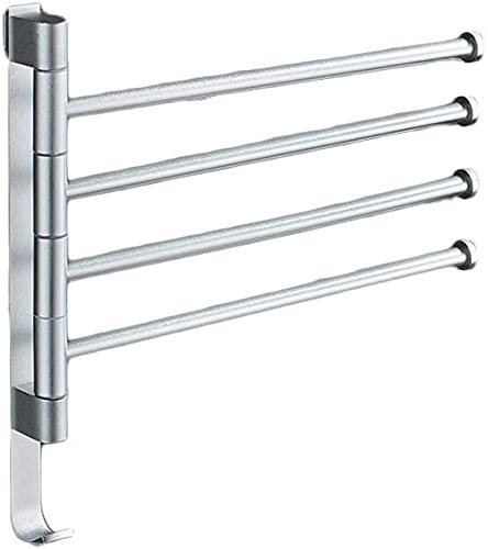 Swing Out Towel Bar, Bath Swivel Towel Holder Rack Space Savingsteel Bathroom Adjustable Hand Pull Out Wall Mount Towel Rack,-Silver||4 Arm