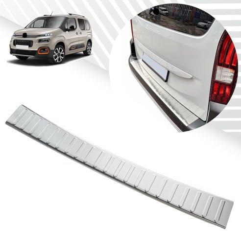 Protezione paraurti posteriore compatibile con Citroen Berlingo III | K9 | Dal 2018+ | Acciaio Inox Opaco Protezione per il bordo del bagagliaio di carico