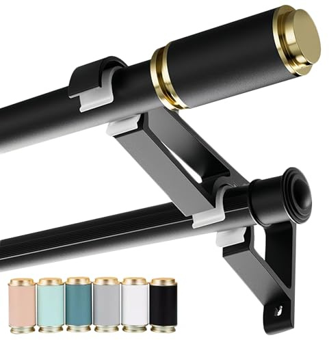 CMJYMX Doppio Binario per Tende, Aste per Tende Moderni, Bastone per Tende Resistente Robusto Binario Tenda da Esterno Bastone Binario A Parete in Alluminio(Black,6.6FT/200CM)