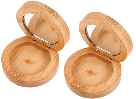 ERINGOGO 2stücke Bambus Spiegel Klappbarer Schminkspiegel Aus Holz Kompakter Handspiegel Für Reisen Runder Mini-Spiegel Als Tischspiegel Tragbar Und Praktisch Für Zuhause Und Büro