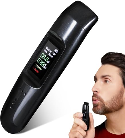 tlidfgeo Etilometro Portatile Certificato, Professionale Alcol Test Senza Contatto, con Display LCD Digitale e Allarme Vocale per Uso Personale e Professionale