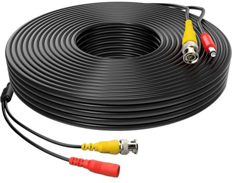 MaxSell BNC Security Camera Cable, 5-50M Length, Compatible with DVR/CCTV/AHD/CVI/TVI Systems, Black (5M)