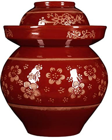 VDLLQYN, Traditional Chinese Traditional Chinese Ceramic Fermentation Crock Jar Pickling Jar With Water Seal Airlock Lid,Large Thickened Ceramic Kimchi Pot,Sauerkraut Jars(6KG)