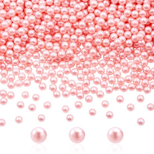 arricraft 1500 Stück Rosa Perlen 8mm Runde Perlen Aus ABS Kunststoff Imitationsperlen Lose Perlen Zur Schmuckherstellung Perlen Zum Basteln Rosa Bastelperlen Party Heimdekoration (Ohne Loch)
