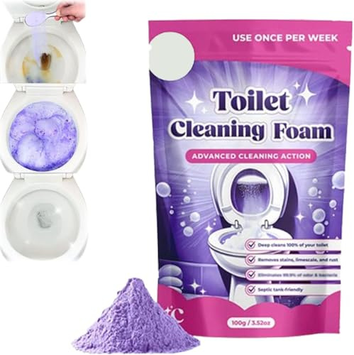 Fizzclean - Limpiador de inodoro, espuma de limpieza de inodoro Fizzclean, polvo espumoso de limpieza de inodoro sin contacto, elimina las manchas (1)