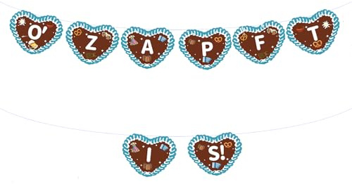 Oktoberfest Deko Lebkuchenherzen Girlande O' ZAPFT IS! Banner Bayrische Wies Dekoration für Bayern Party Deko 2025 Bierzelten Bier Festival München Accessoires
