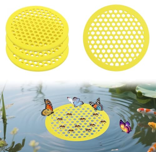 yotutun 4 Pezzi Abbeveratoio per Api, Mangiatoia Api Feede Alimentatore Acqua Ape Mangiatoia Rotonda per Api, Isole Galleggianti per Api Distributore Acqua per All'Aperto, 20CM