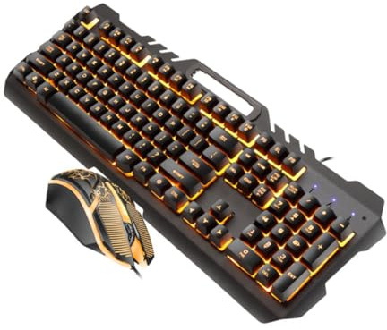 KICHOUSE Tastiera Da Gioco Rgb Retroilluminata e Mouse Cavo, Set Gaming Professionale Tasti Antigraffio e Supporto Telefono Integrato, Per Giocatori Notturni e Appassionati Di Esports