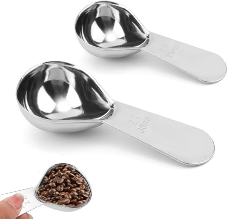 2pcs Cuillères Soupe Doseuses pour Café, 15ml 30ml Cuillère en Inox Manche Court Idéale pour Café Thé Sucre Farine