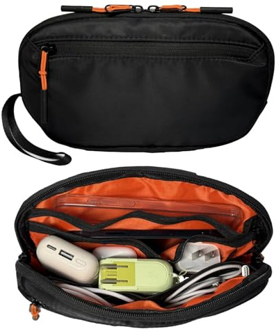 TRIPHKAR Sac Câble Rangement Électronique Pochette Organisateur pour Power Bank, Chargeur, Disque Dur Externe, Souris, Câbles USB (Noir)
