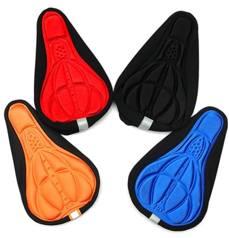 PRETYZOOM Fahrrad Sitzkissen Gel Polsterung Atmungsaktiver Silikon Sattelbezug Ergonomischer Fahrradsattel Überzug für Mountainbike Citybike Faltrad Komfortabler Sattelschutz in Orange