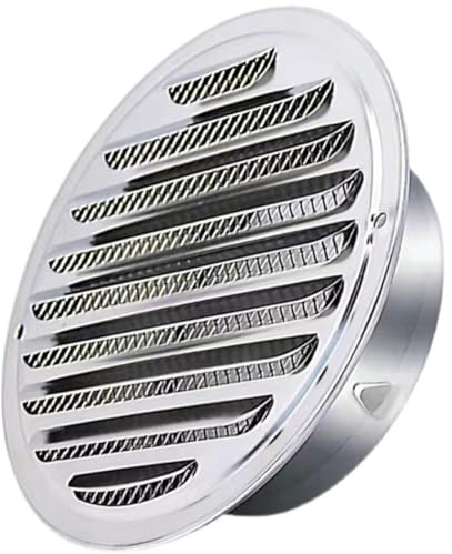 TOPPERFUN Stainless Steel 160mm Flat Vent Cap with Rainproof Cover and Mesh Screen, Wall Air Outlet Hood for Kitchen Exhaust and External Ventilation, Weatherproof Ventilation Rain Cap for