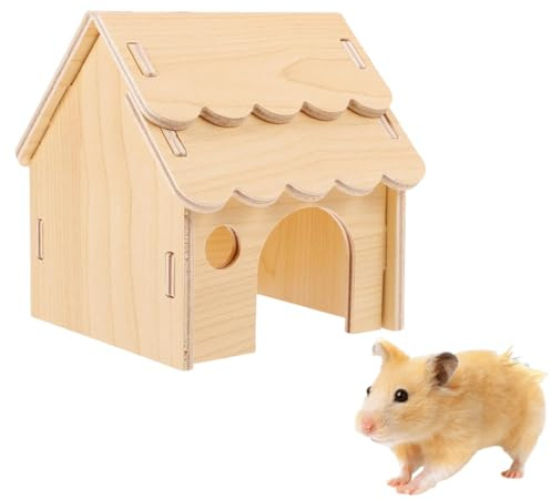 OIXYEY Maison en bois pour hamster à monter soi-même, maison d'angle pour hamster, cage en bois pour hamster, cage pour hamster avec cachette et étage en angle, accessoires décoratifs pour hamsters