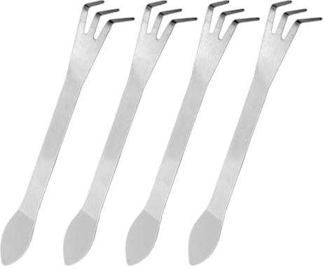 Luxshiny Rastrello a Mano 4 Pezzi in Acciaio Inox per Bonsai e Orto, Strumento per Pressare e Allentare Terreno, per Giardinaggio e Diserbo