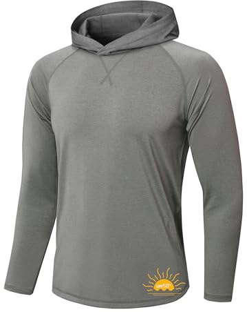 MEETYOO Felpa con Cappuccio & UPF50+ UV Shirt da Uomo, Traspirante, Traspirante e ad Asciugatura Rapida, Ideale per Fitness, Pesca, Escursionismo e Altre attività all'aperto, Grigio Cammello, M