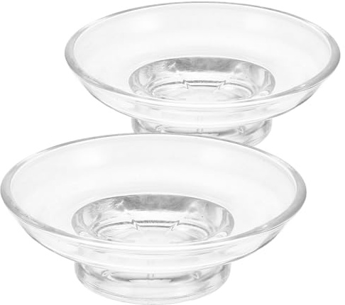 NESTINGHO Porta Sapone da Doccia Elegante e Facile da Pulire in Vetro Trasparente Rotondo 2 Pezzi Versatile Soap Holder per Bagno e Piccoli Oggetti