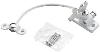 Cardea Solutions Essential Window Cable Restrictor - Suitable for uPVC, Wooden, Metal, and Aluminum Window Frames, Easy Install Child Safety Lock - White (1 Pack)