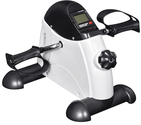 HOMCOM Mini Heimtrainer Fitnessbike Pedaltrainer mit LED Display 5 Modelle Arm und Beintrainer Fitnessgerät Hometrainer für Senioren Zuhause Heim Büro 40 x 39 x 29 cm Weiß