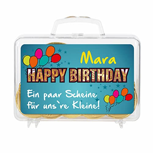 Cera & Toys® Geburtstags-Geldgeschenk Koffer mit eigenem Aufdruck Luftballons