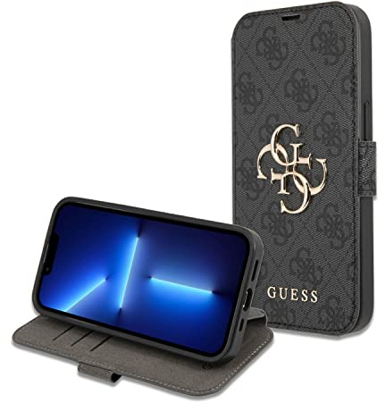 Guess GUBKP13L4GMGGR Handyhülle für iPhone 13 Pro/13 6.1 mit Logo Buche 4G Big Metal Grau