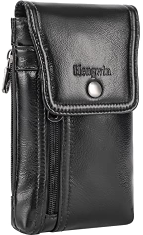 Hengwin Echtes Leder Handyhülle für iPhone 17 16 15 14 Pro Max, 16 Plus, Handyhüllen zum Umhängen, Handyhalter Holster für Samsung Galaxy F06 A06 5G, S25 S24 S23 Ultra S25+ mit Gürtelclip Gürteltasche