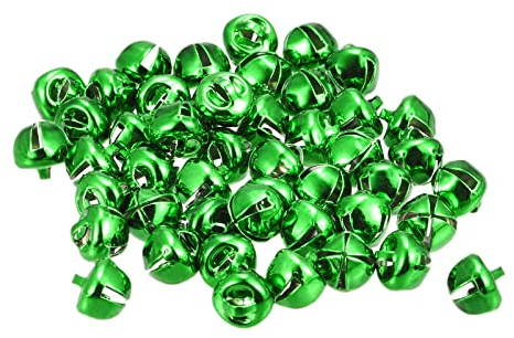 sourcing map Cascabeles de 5/16 pulgadas (8 mm), 24 campanas pequeñas para manualidades, Navidad, decoración de vacaciones, fiesta musical, hogar, festival, boda, verde