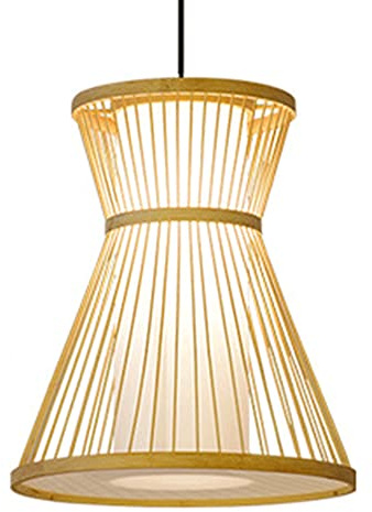 CSSYKV Lustre en Bambou en Matériau Naturel Lampes Suspendues Simples À Tissage Vintage E26 avec Abat-Jour À Baldaquin en Bois Lampe De Décoration De Restaurant De Chambre À Coucher