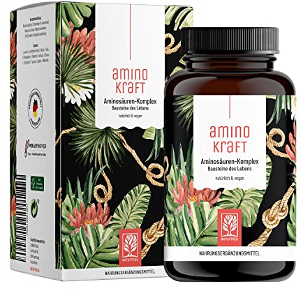 Aminosäuren Komplex hochdosiert - 180 vegane Amino Tabletten mit je 1000 mg pro Tagesdosis mit 12 verschiedenen Aminosäuren - EAA Pattern Presslinge von NATURTREU