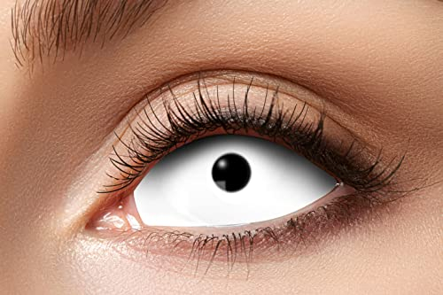 Zoelibat Eyecatcher - Sclera Kontaktlinse White Eye mit Sehstärke, 1 Stück 6-Monatslinse weich, Sehhilfe, farbige Linse für Halloween und Karneval