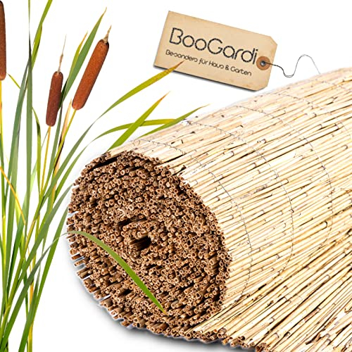 BooGardi Schilfrohrmatte · 90-200cm x 600cm · 200x600cm Schilfmatte · natürlicher Windschutz Sonnenschutz Sichtschutz Zaun für Terrasse Balkon