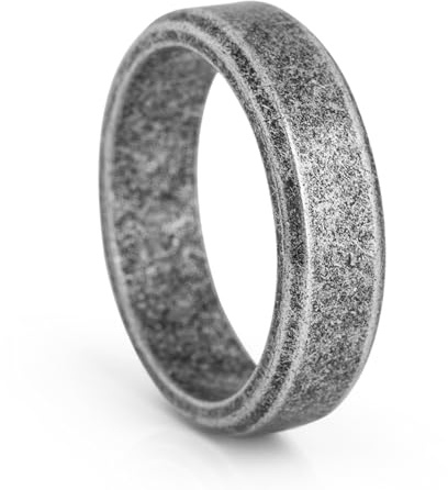 Akitsune Purus Bague Ruban | Bague Design troite Femme Homme Acier Inoxydable Elgant Luxe Premium Minimaliste - Argent Antique - US 6