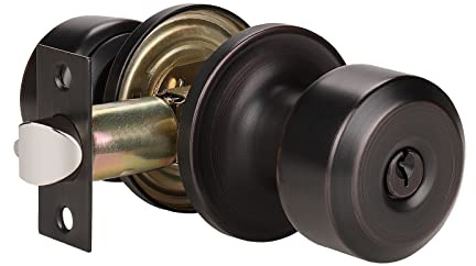 KNOBWELL Türknauf mit Schlüssel, Türknauf mit Schloss, Innen- und Außentürschloss, gleichschließend, für Eingangstür, ölgeriebener Bronze, Türgriffknauf, Edelstahl-Bronze-Türknauf, 8 Stück