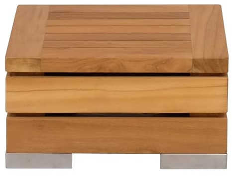 Teako Design Beistelltisch Korsika Teakholz Edelstahl, Massiver Teaktisch, Robuste Outdoor-Möbel, FLEGT-Lizenziertes Holz, Wetterbeständige Teakmöbel, Nachhaltige Gartenmöbel
