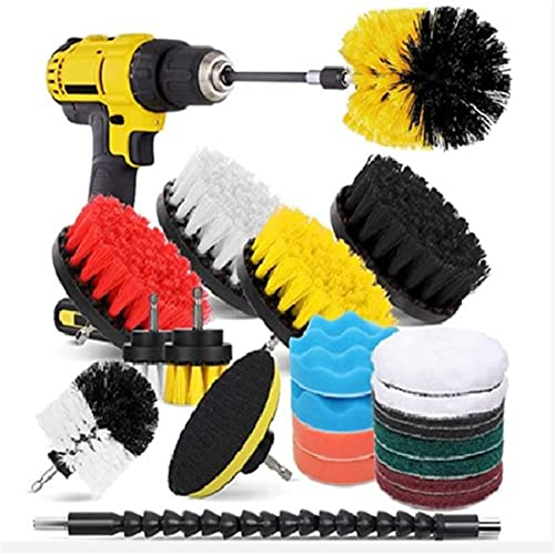 Electric Scrubber Brush, Drill Brush Attachment Set, Drill Brush Power Scrubber with Nylon Bristles, Scrub Brush Cleaning Kit Scrub Pads Grout Cleaner for Bathroom, Car, Kitchen, Carpet