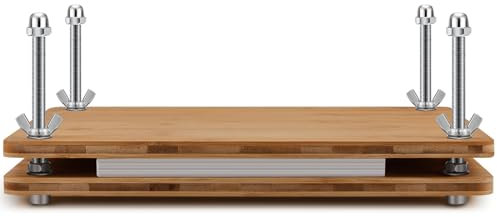 Juexica Buchpresse aus Holz und Bambus, tragbare Buchbindepresse mit 34 Buchbinder-Sets, Buchbindewerkzeug für handgefertigte DIY-Buchbinder-Zubehör (36,7 x 30,8 cm)