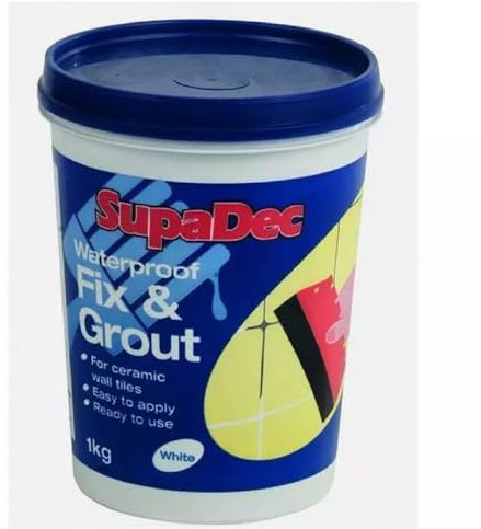 SupaDec 330g/500g/1kg Waterproof Tile Fix & Grout White Flooring & Tiles Adhesive Tube Ready Mix White For DIY Decorating Kitchen Bathroom (1kg)