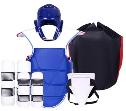 Ronyme 5 Protectores corporales para Boxeo, Equipo de protección para Taekwondo, Protector de Ingle con Bolsa de Almacenamiento, Equipo de para, S y Hombre