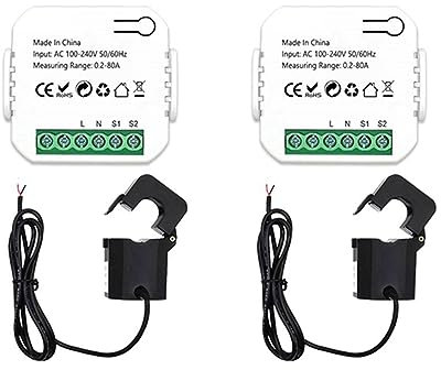 ISTOVO 2X Tuya Smart Life ZigBee Energiezähler 80A mit Stromwandlerklemme KWh Leistungsmonitor Elektrizitätsstatistik 110V 240V