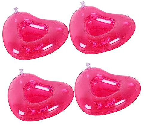 CIYODO 4pcs Pool Drink Holder Floats Beer Mats Water Cup Holder Inflatable Heart Shape for Beach