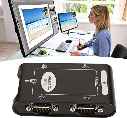 EIMSOAH 4 Puertos RS232 USB a Serie Adaptador Hub, COM Reserva Característica, 10 8 7, para Ordenadores Portátiles Routers GPS Impresoras Escáneres Módems, Material ABS
