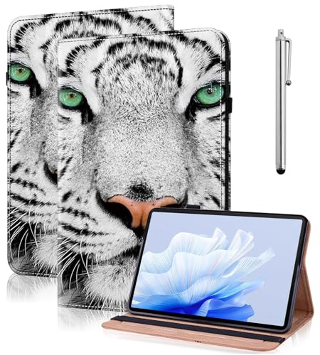 TUOLISG Hülle für 7 Kindle Paperwhite (12. Generation 2025/2024) und Kindle Colorsoft Signature Edition 2024,PU Leder Leichte Hülle mit Kartenschlitz für Kindle Paperwhite 2024 - Weißer Tiger