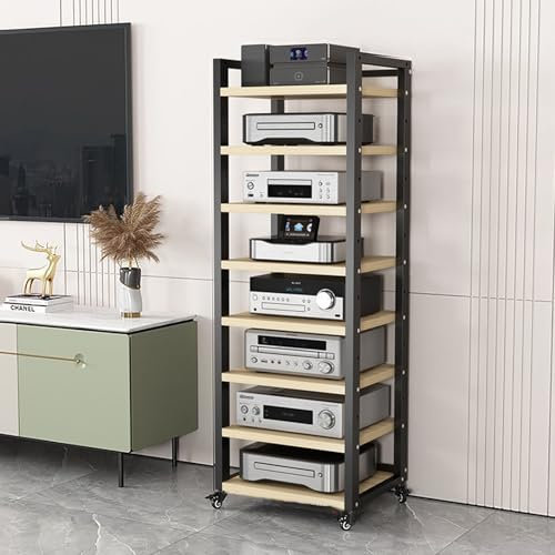 AV-Medienständer, CD-Player-Ständer, Heim-Stereo-Rack mit höhenverstellbarem Regal und Rad, 5/6/7/8-stufiger Audioschrank, Plattenspielerständer, Audio-Rack für den Aufnahmeraum im Wohnzimme