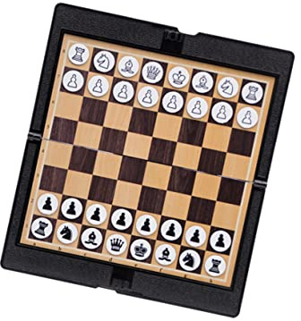 VICASKY Jeu D'échecs et Dames Pliable Magnétique Portable en Cuir Synthétique Noir, Léger et Résistant, Maison Adultes