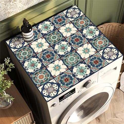Highdi Style Ethnique Coloré Housse de Protection pour Machine à Laver Top,Coussin de Machine à Laver Antidérapant Housse de Machine à Laver pour Machine à Laver Ou Sèche-Linge (Aqua,30x40cm)