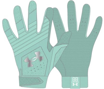 Under Armour Boys' Youth Clean Up Baseball Gloves, (791) Aqua Float/Aqua Float/Metallic Silver, Large